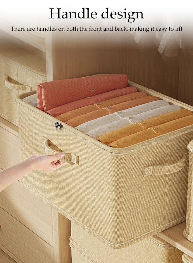 DUNISO 2 Pcs Storage Box，Foldable Clothing Storage Boxes with Zippers＆Handles，Washable Thickened and Wear-resistant Clothes Storage Bins,Sturdy and Durable，for Organizing Clothes, Quilts,Sheets, Toys, Books,45*30*30cm,Beige - Image 4
