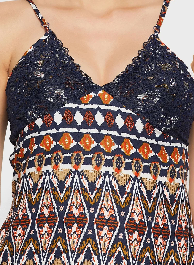 Clovia Strappy Printed Babydoll