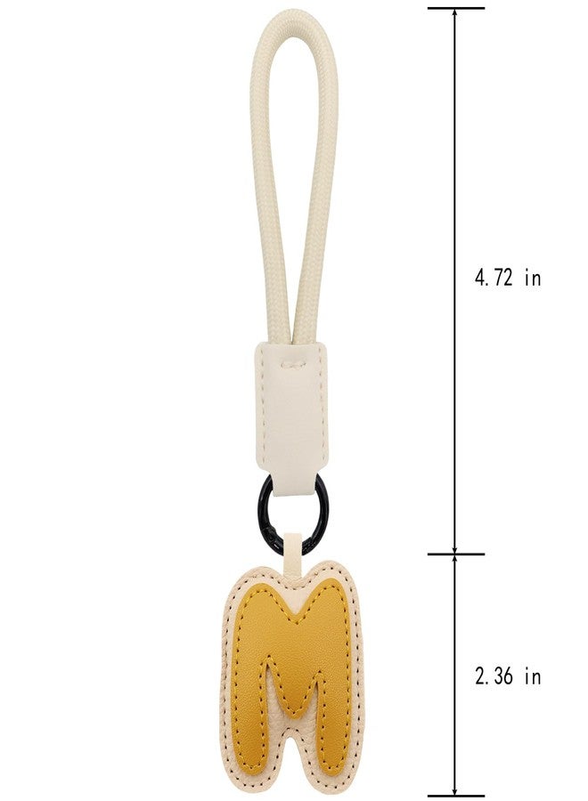 Elechobby Initial Keychain,26 Leather Alphabet Letters keychain For Women Handbag Charm Gift for Sister Besties (Yellow-M) - Image 3