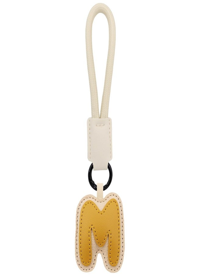Elechobby Initial Keychain,26 Leather Alphabet Letters keychain For Women Handbag Charm Gift for Sister Besties (Yellow-M) - Image 1