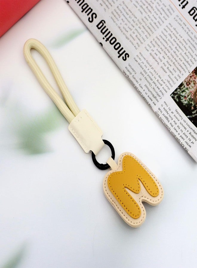 Elechobby Initial Keychain,26 Leather Alphabet Letters keychain For Women Handbag Charm Gift for Sister Besties (Yellow-M) - Image 2