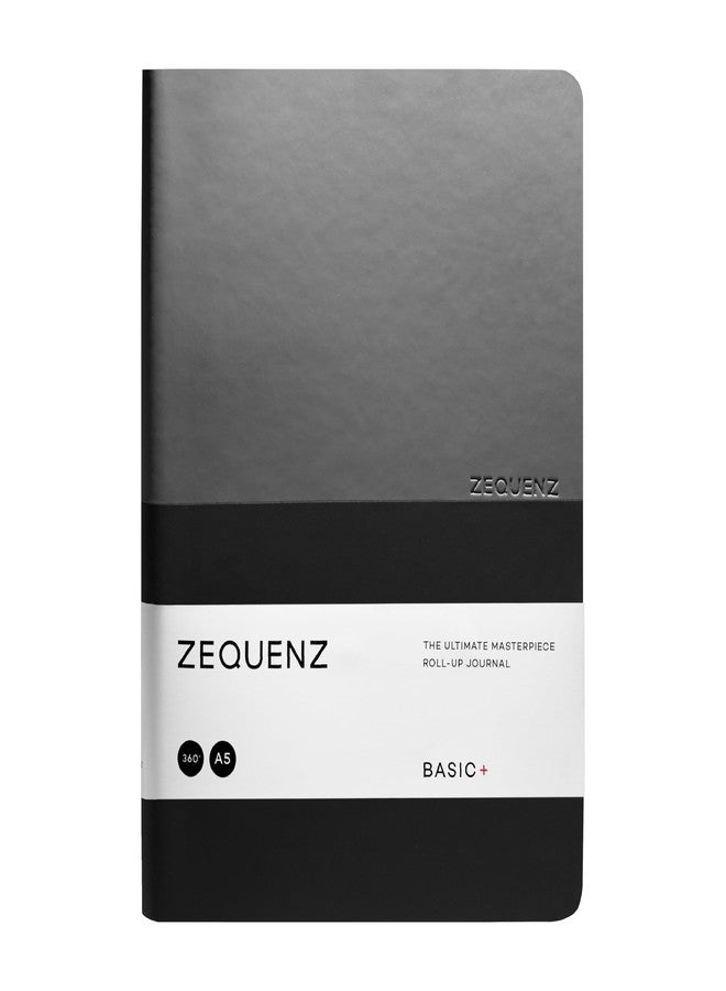 Zequenz A5 Size Black Grey Notebook Ruled & Blank Acid Free Paper 200 Pages each Ruling 400 Pages 70GSM 360 Degree Flexibility 100% Handmade PU and White paper Basic Plus Series - Image 1
