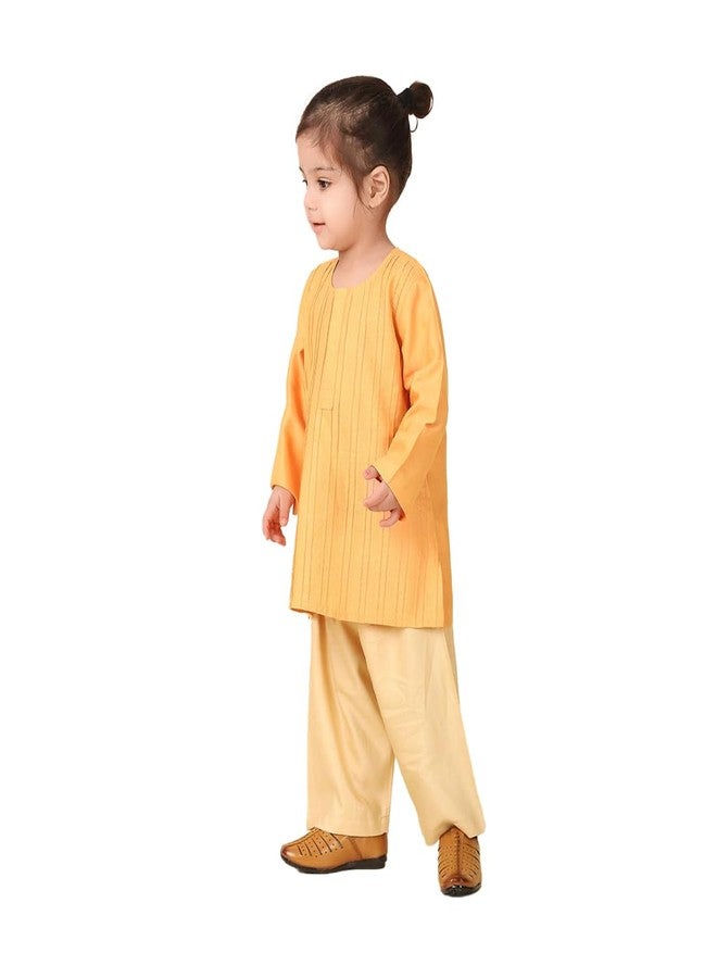 Fabindia Yellow Viscose Silk Kurta Set - Image 1