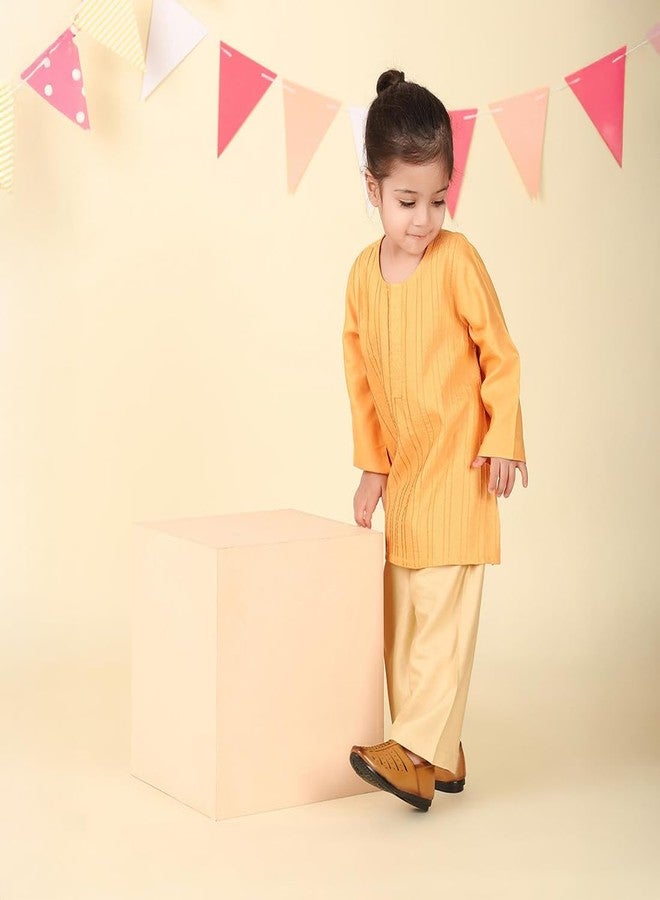 Fabindia Yellow Viscose Silk Kurta Set - Image 5