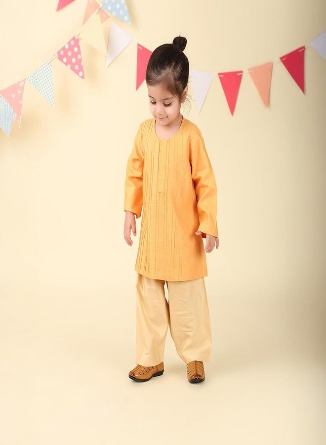 Fabindia Yellow Viscose Silk Kurta Set - Image 2