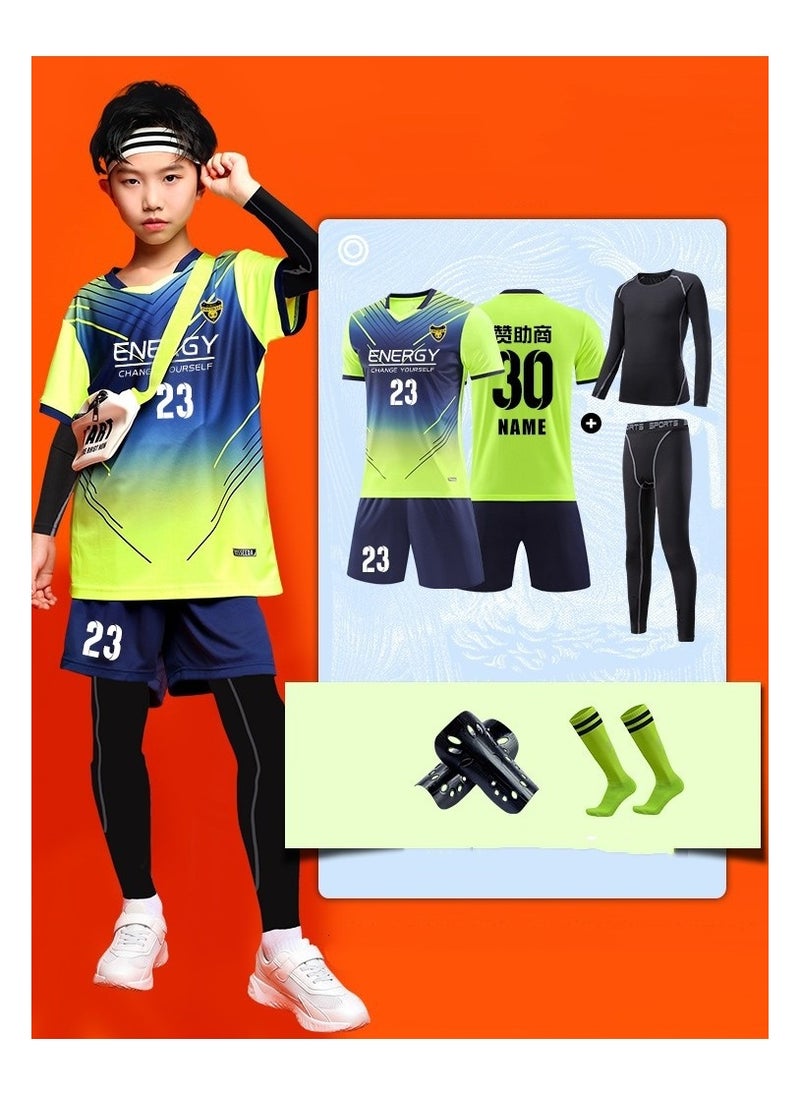 KUYING Children's High Elasticity Tight Fitting Clothing Sports Fitness Set Quick Drying Training Suit 