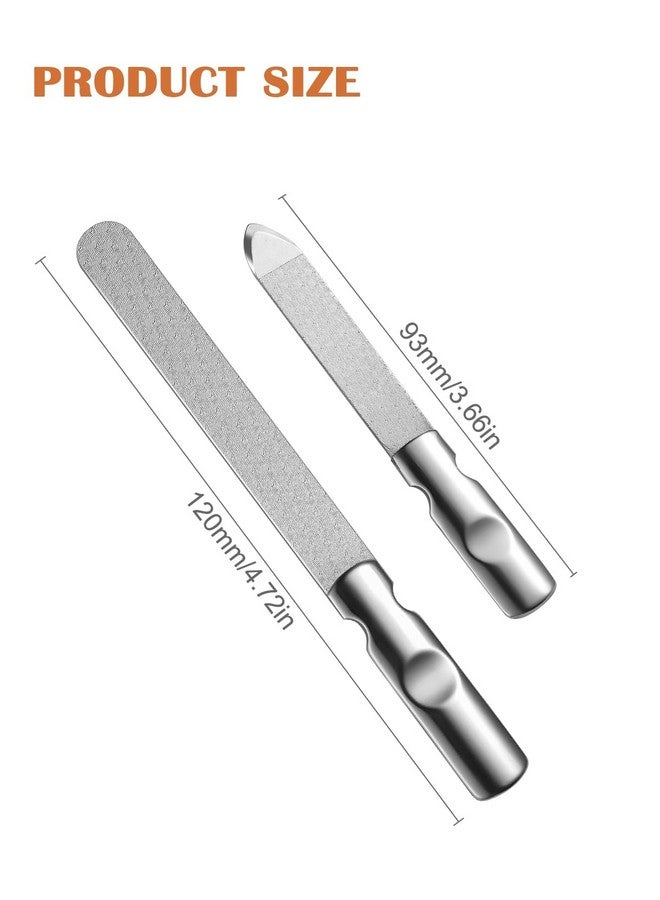 FVION Nail File Set 2 Pcs Professional Metal Nail Files Stainless Steel Nail File For Fingernails Toenails Doublesided Nail File With Coarse And Fine Manicure Pedicure Tools - Image 5