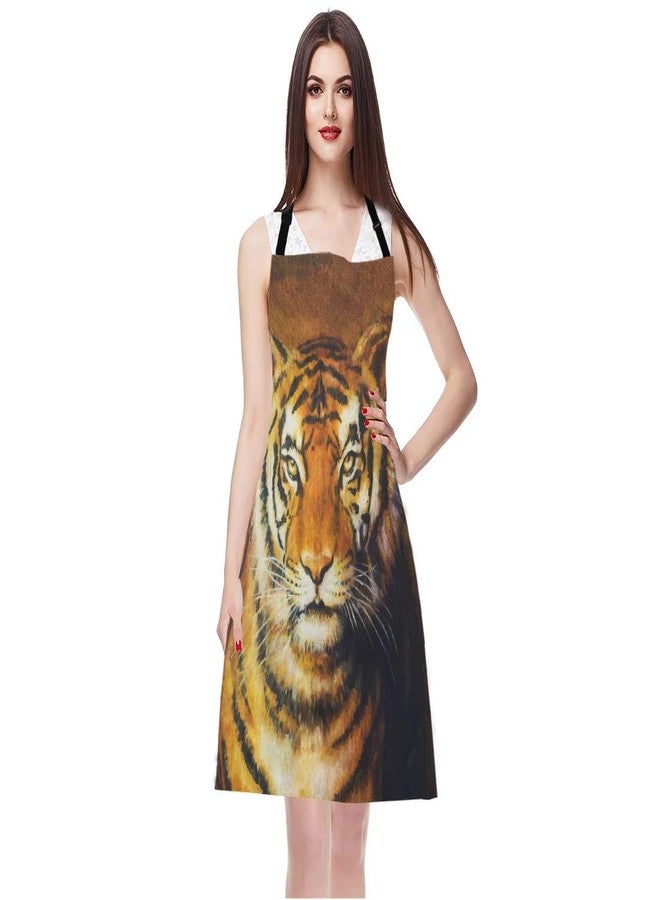 EKOBLA Tiger Aprons Head Color Oil Painting Animal Portrait Artwork Beautiful Eyes Fur Wild Waterproof Resistant Chef Cooking Kitchen BBQ Adjustable Aprons for Women Men 27x31 Inch - Image 3