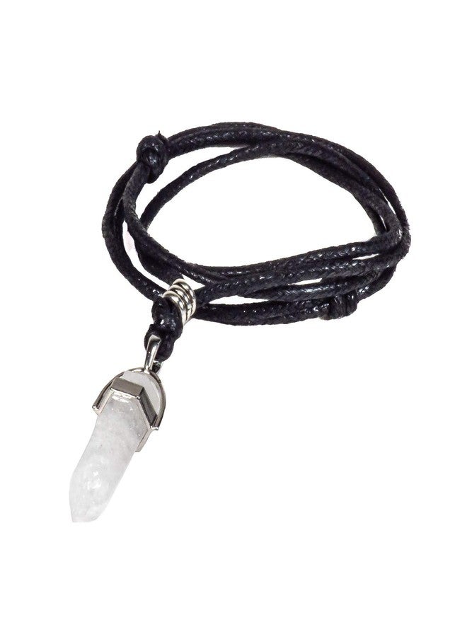 BlueRica Crystal Quartz Point on Adjustable Black Cord Necklace - Image 4