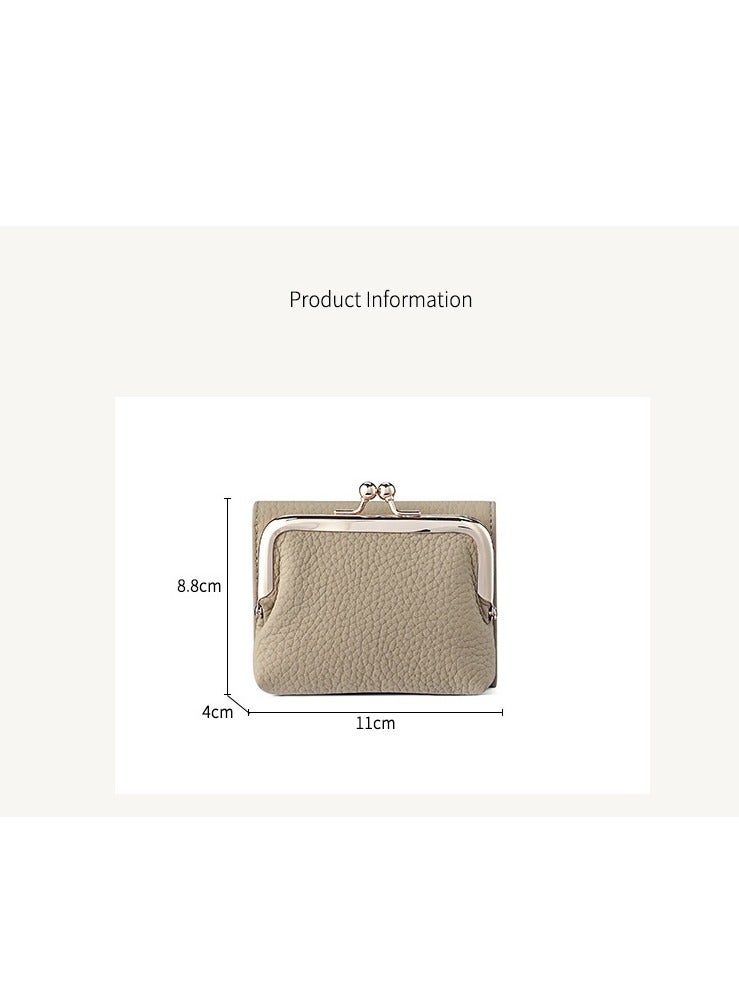 SKT Shiketro Genuine Leather Women's Wallet Japanese Style Three-Fold Coin Purse Top Layer Cowhide High-Grade Coin Purse  [Claret] - Image 5