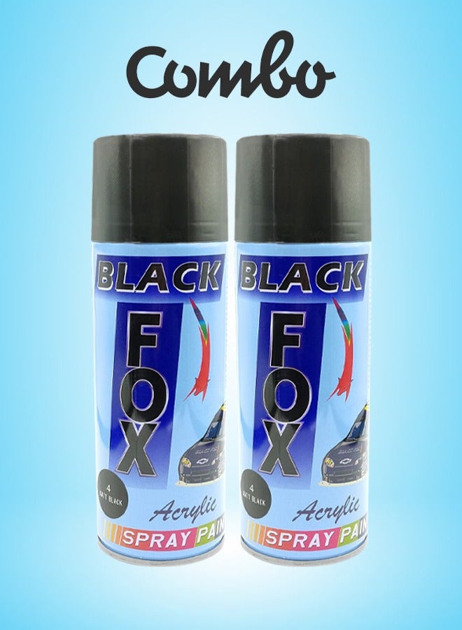Black Fox Combo Black Fox High Coverage Acrylic Car Spray Paint Black Color 2 pcs - Image 1