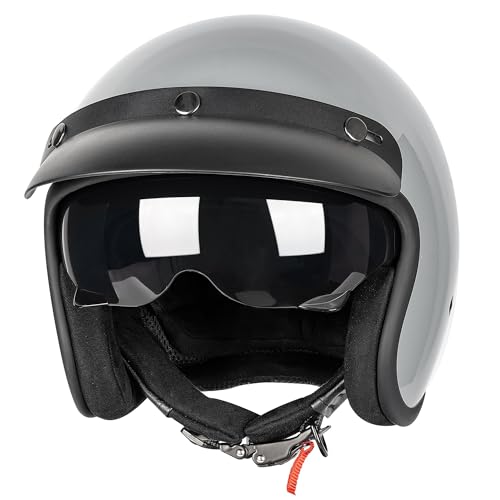 Yesmotor 3/4 Open Face Retro Motorcycle Helmet - Vespa Helmet - DOT Approved - Adults, Unisex - Motorcycle Enthusiasts, Vintage Style Lovers - Image 1