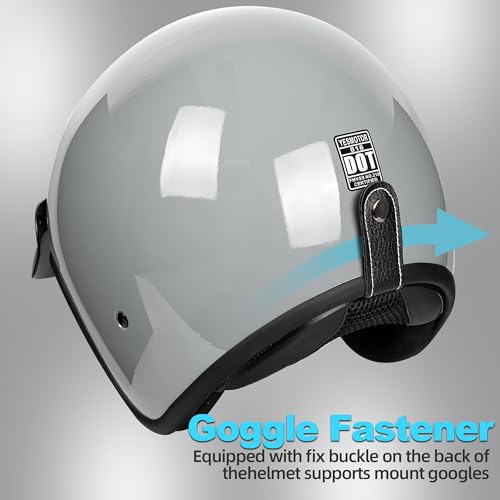 Yesmotor 3/4 Open Face Retro Motorcycle Helmet - Vespa Helmet - DOT Approved - Adults, Unisex - Motorcycle Enthusiasts, Vintage Style Lovers - Image 3