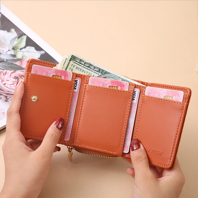 Multifunctional Solid Color PU Leather Wallet, RFID Blocking Design Portable Daily Storage Purse for Cards Cash Coin Business Use - Image 3