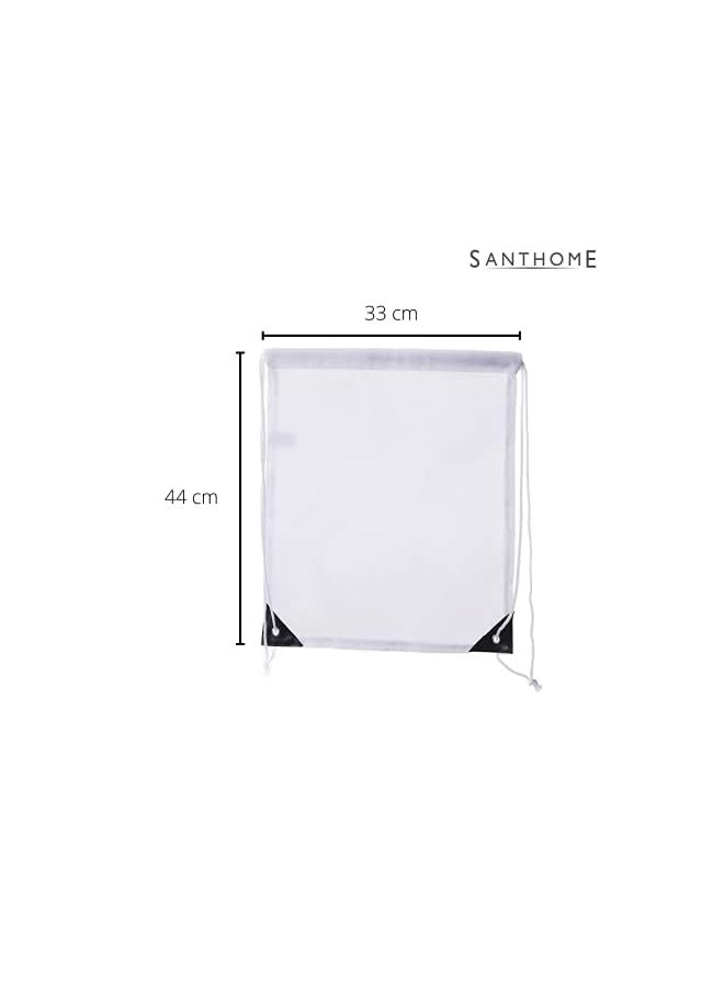 SANTHOME Drawstring Bags Cinch Sacks Backpack Pull String Bags | Durable PU Leather Reinforcement at corners | Premium 210 Polyester Drawstring Bags  - Image 5