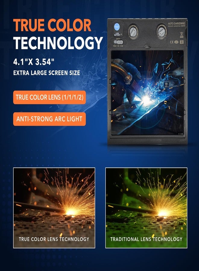 TRQWH Welding Lens - Solar Auto Darkening Welding Helmet Lens True Color Technology with 4 Arc Sensor Ajustable Shade Range 4/5-13 Automatic LCD Lens Dimming Shade Filter 4.49x5.24in Auto Welding Lens - Image 3