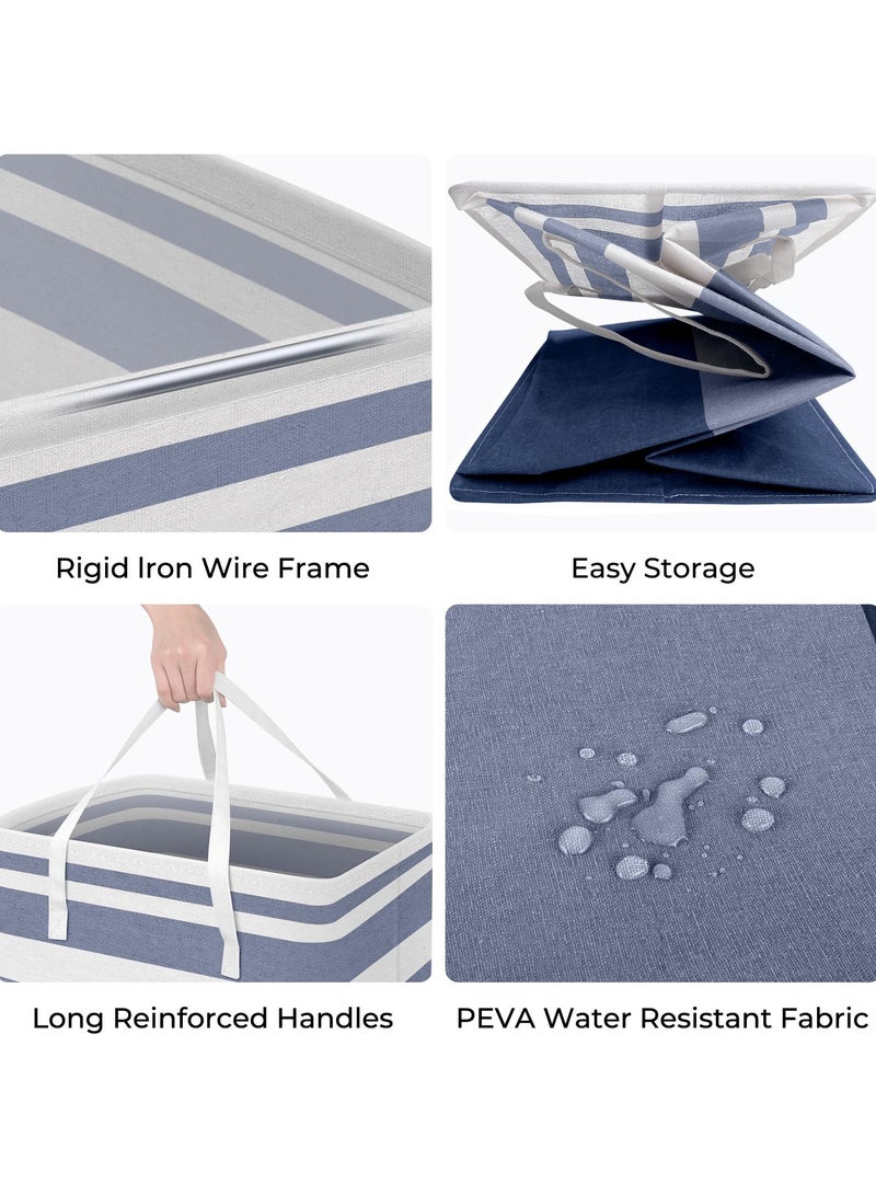 Bukela 2-Pack Large Laundry Basket, Waterproof, Freestanding Laundry Hamper, Collapsible Tall Clothes Hamper with Extended Handles for Clothes Toys in the Dorm and Family (Blue, 75L) - Image 2