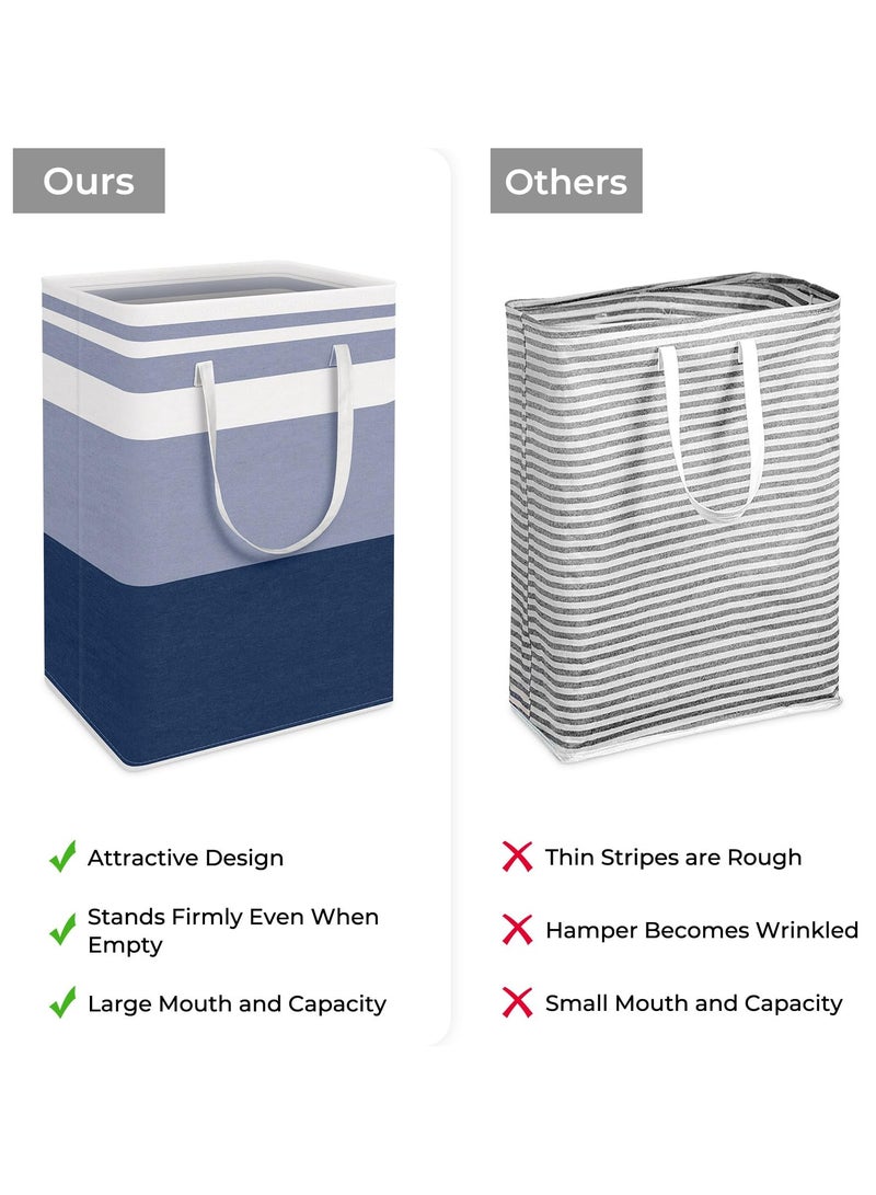 Bukela 2-Pack Large Laundry Basket, Waterproof, Freestanding Laundry Hamper, Collapsible Tall Clothes Hamper with Extended Handles for Clothes Toys in the Dorm and Family (Blue, 75L) - Image 3