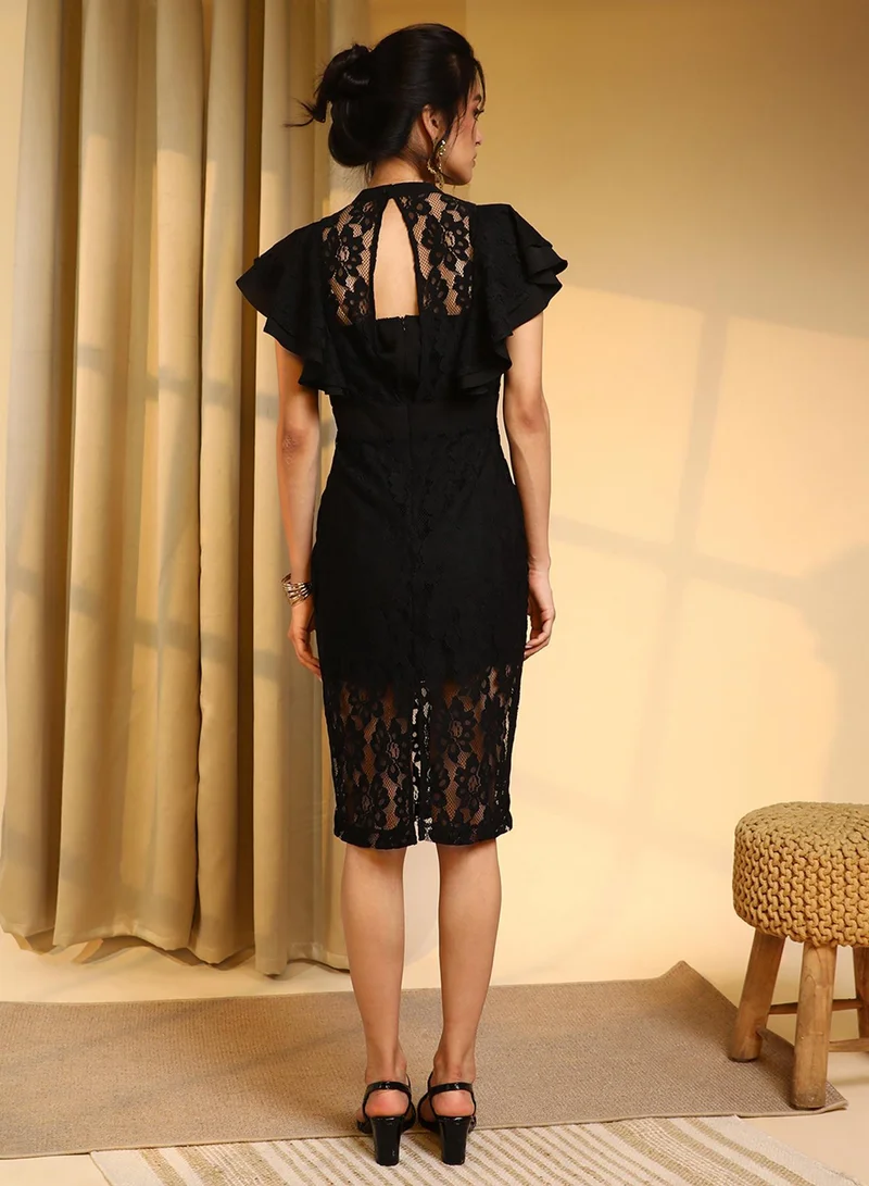 Pinacolada  Women's Onyx Black Flora Flared Dress for Women | Best Price UAE