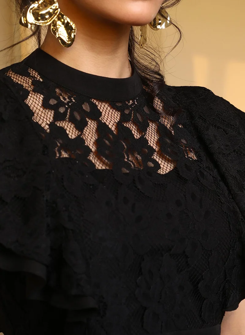 Pinacolada  Women's Onyx Black Flora Flared Dress for Women | Best Price UAE
