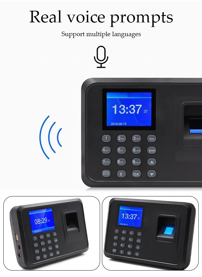 DUNISO Intelligent Biometric Fingerprint Password Attendance Machine, Employee Sign-In Recorder, Clock-In Machine, Employee Intelligent Fingerprint Sign-In Reporting Machine, Attendance Clock  - Image 4