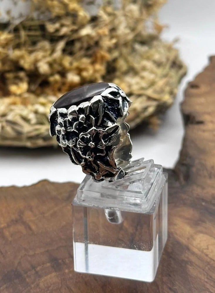 OtherMax A ring crowned with a cherry Yemeni agate stone - Image 5