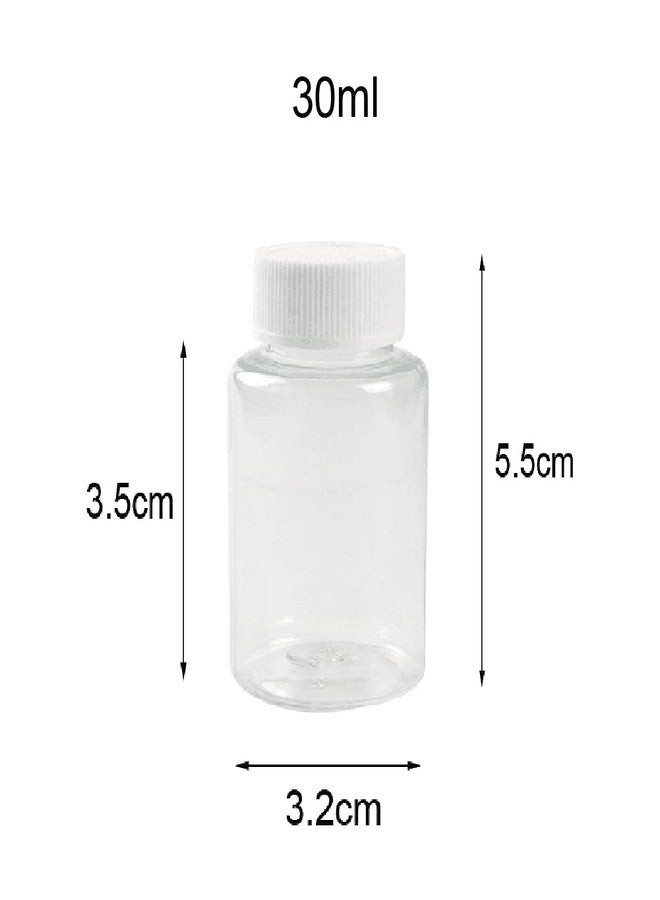 Quupy 50PCS 30ml/1oz Empty Refillable Plastic Round Bottles Storing Tablet Container Holder Convenient Case Box Portable Travel Bottles (White) - Image 3