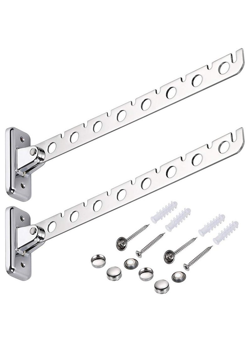 Y&D Wall Mounted Folding Clothes Rack, 2 Pieces Stainless Steel Coat Hooks, Space Saving and Closet Rod Storage Rack Heavy Duty Drying for Laundry Room Bedroom Bathroom Kitchen  - Image 1