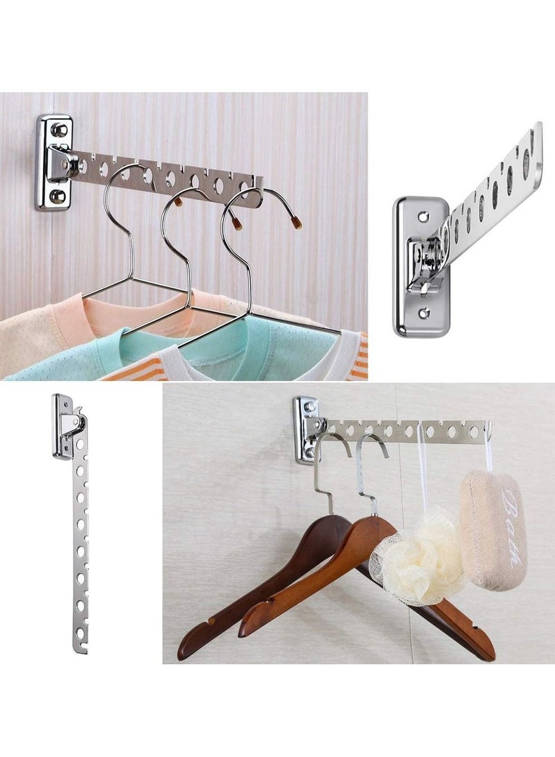 Y&D Wall Mounted Folding Clothes Rack, 2 Pieces Stainless Steel Coat Hooks, Space Saving and Closet Rod Storage Rack Heavy Duty Drying for Laundry Room Bedroom Bathroom Kitchen  - Image 3