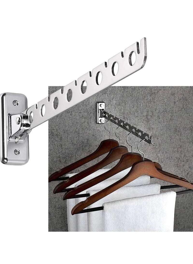 Y&D Wall Mounted Folding Clothes Rack, 2 Pieces Stainless Steel Coat Hooks, Space Saving and Closet Rod Storage Rack Heavy Duty Drying for Laundry Room Bedroom Bathroom Kitchen  - Image 2