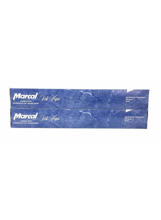 Marcal Deli Wrap Interfolded Wax Paper. Dry Waxed Food Liner Jumbo Size 15 Inch by 10.75 Inch. Total of 1000 Sheets (2 x 500 Packs) - Image 1
