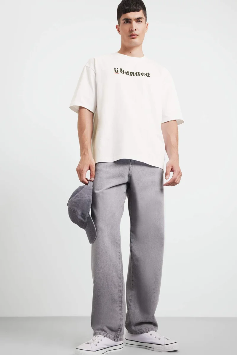 DeFacto Cotton Loose Fit Crew Neck Printed Short Sleeve T-Shirt