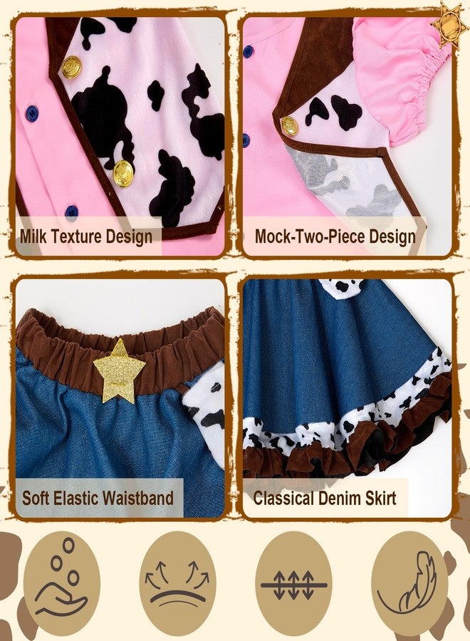 G.C Cowgirl Outfits for Girls 3-10 Years Old, 4 Piece Western Costume with Hat Bandana Shirt Skirt, Halloween Birthday Party Dress Up Clothes, Role Play Costumes for Kids Stage Performance Gift - Image 5