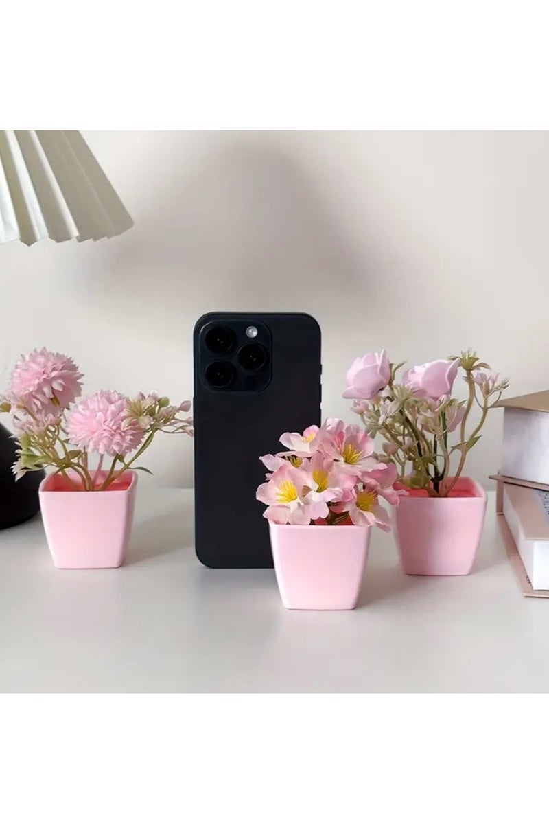 كلين ويف مجموعة من 3 زهور صناعية صغيرة – نباتات صناعية من الورد والفاوانيا باللون الوردي | ديكور ساحر للمنزل والمكتب وحفلات الزفاف والطاولات | ديكور على مدار العام لغرفة النوم أو غرفة المعيشة أو المناسبات - Image 3