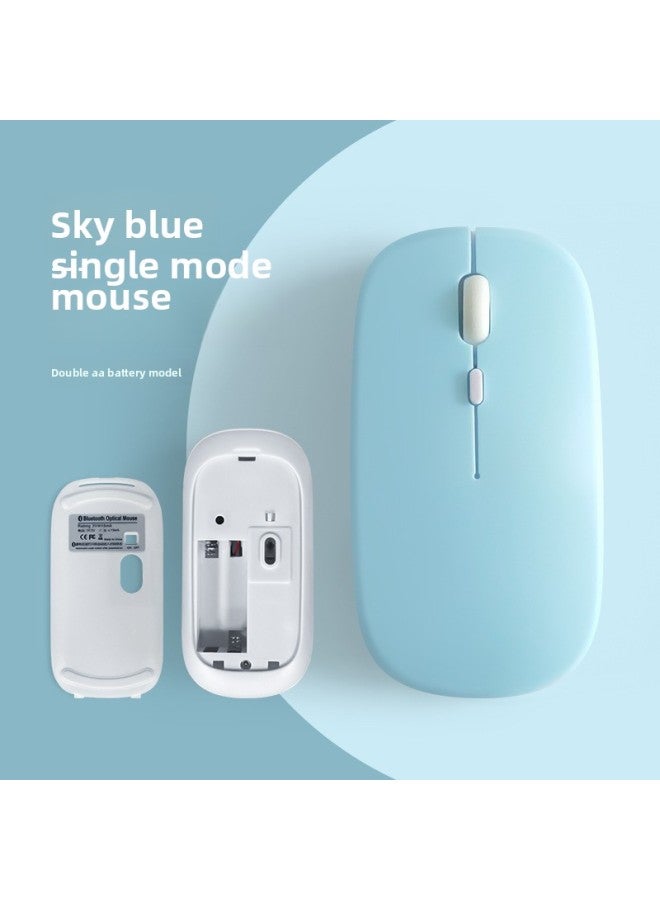Loquat Bluetooth Single Dual-mode Wireless Mouse Charging Mute Computer Notebook Office Game Luminous 2.4G Mouse-Color:199 Bluetooth Dual Battery Version Sky Blue - Image 1