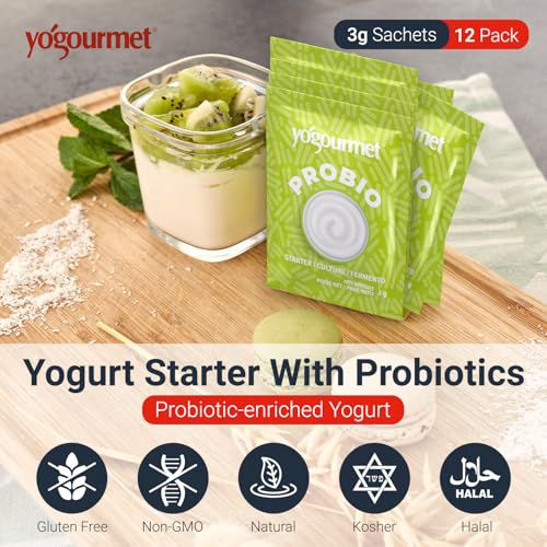 Yogourmet يوجورميت طقم زبادي مع بروبيوتيك (12 عبوة نسخة بالجملة) - اصنع الزبادي في المنزل - ثقافة البداية - طبيعية بالكامل، خالية من الغلوتين، كوشير، حلال - أكياس 3 جرام - Image 2