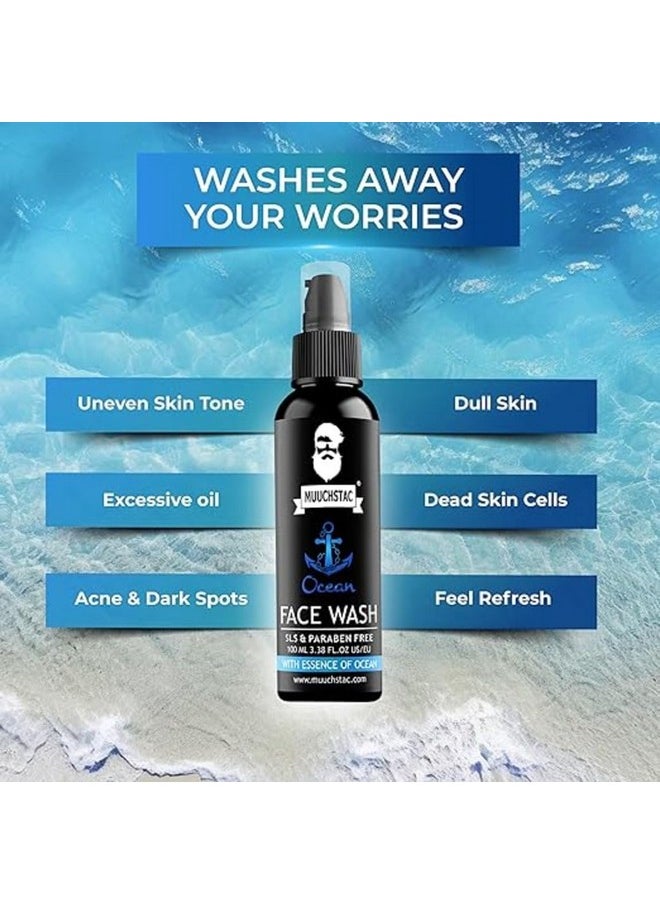 MUUCHSTAC - Ocean Face Wash For Men | Fight Acne & Pimples, Brighten Skin, Clears Dirt, Oil Control, Refreshing Feel - Multi-Action Formula (2X100 Ml) - Image 1