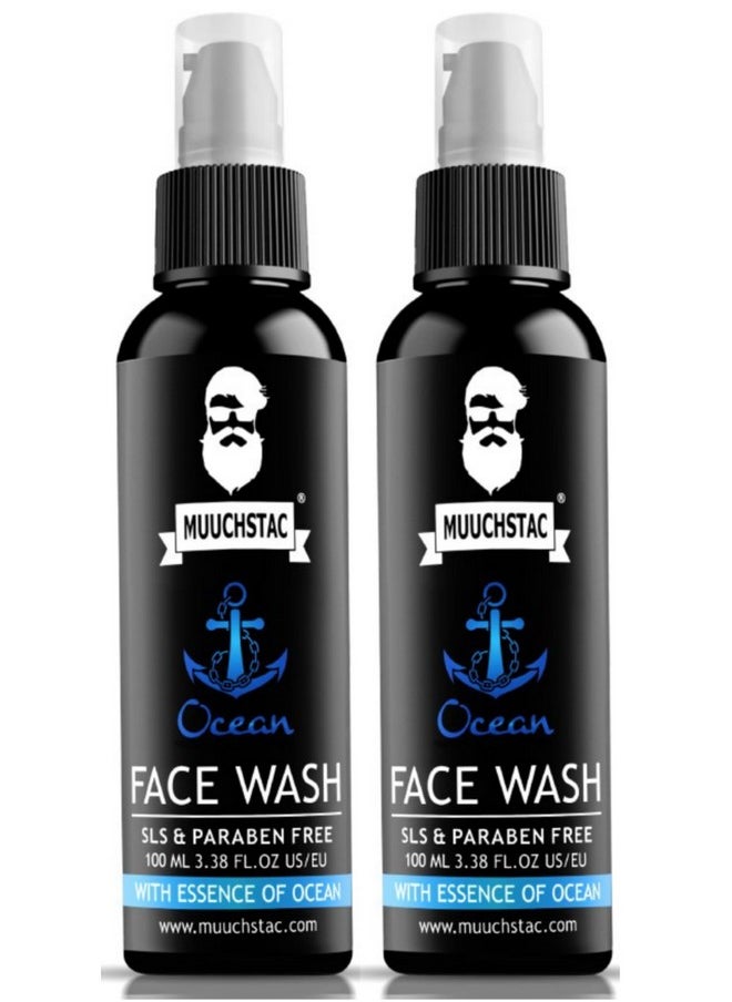 MUUCHSTAC - Ocean Face Wash For Men | Fight Acne & Pimples, Brighten Skin, Clears Dirt, Oil Control, Refreshing Feel - Multi-Action Formula (2X100 Ml) - Image 1