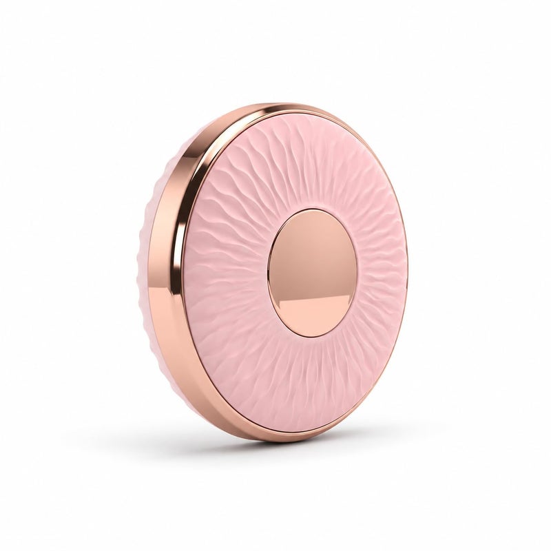 Compact Folding Mirror, Stylish Wave Design Double Face Makeup Travel Mirror (Rose x Gold) - Image 1
