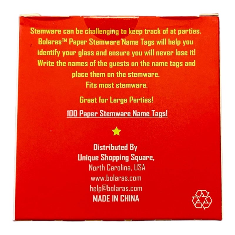 Bolaras Stemware Drink Name Tags for Wine Glasses (100 Tags), Champagne Flutes, or Cocktails, Cute DIY Identification Markers, Disposable Paper Tag for Party Guests - Blank - Image 2