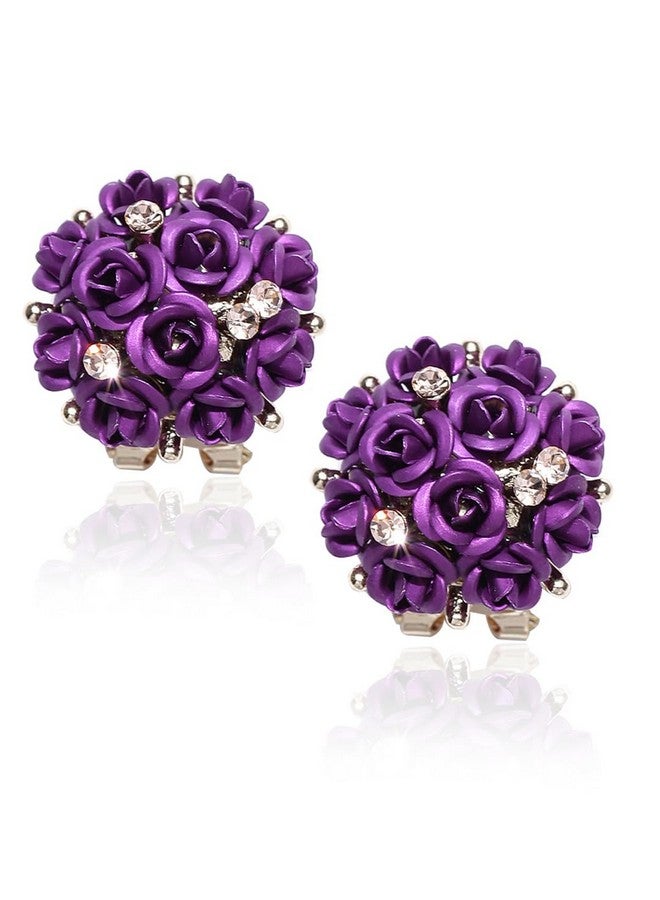 YouBella Fashion Jewellery Rose Shape Stud Earrings for Girls and Women (Purple) - Image 1