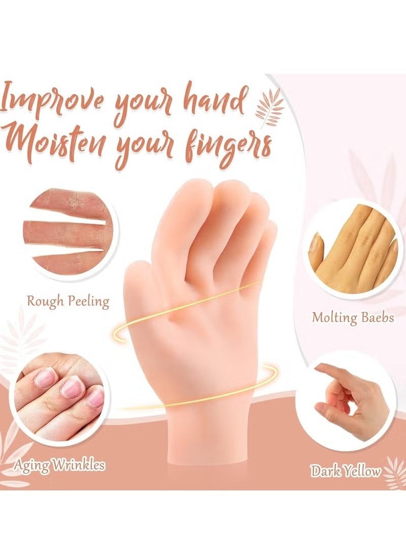 Realfrog 2 Pairs Silicone Moisturizing Gloves Spa Gel Hydrating Gloves Women's Hand Care Gloves, Anti Slip Aloe Lotion Gloves for Repairing Dry Hands, Calluses, Cracked Heels and Softening Rough Skin  - Image 4