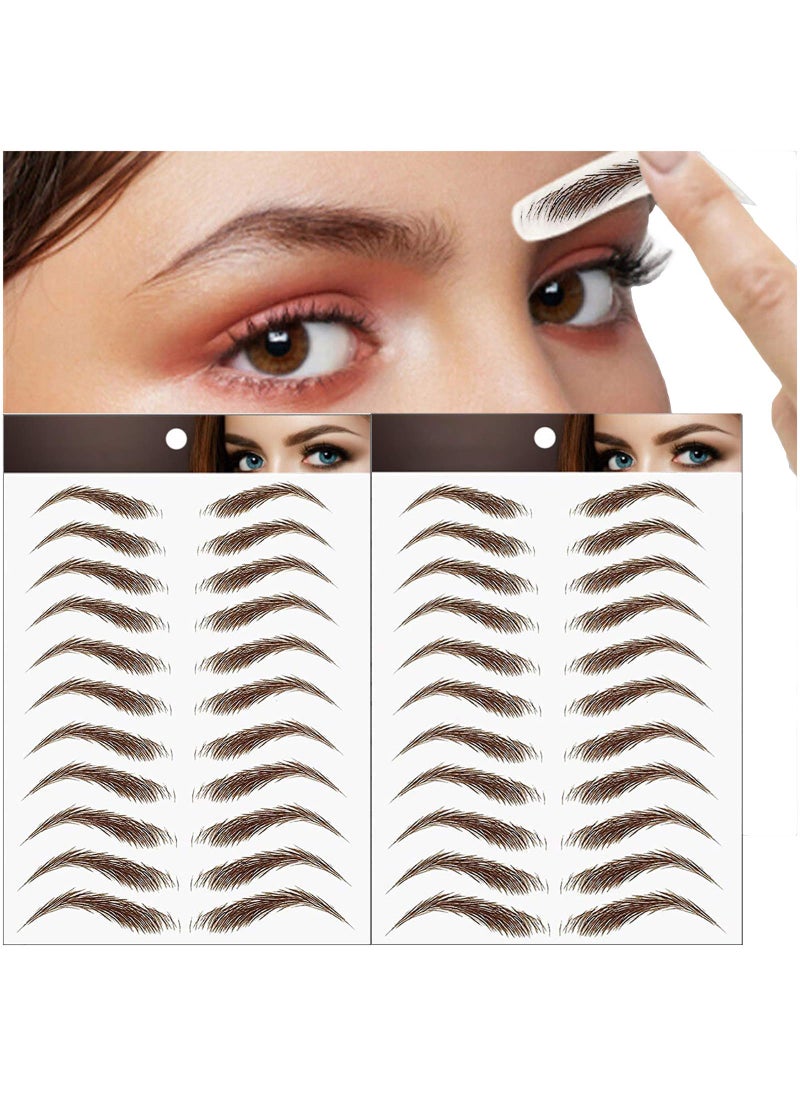 Miotorio 22 Pairs 4D Eyebrows Tattoo HairLike Authentic Eyebrows Eyebrows Tattoo Peel Off Long Lasting Waterproof Natural False Eyebrows Makeup Sticker for Eyebrow Grooming Shaping Brown 