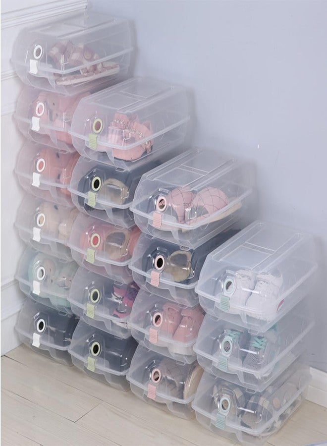 PRETYZOOM Stackable Flip Shoe Box Storage Container with Transparent Lid Thickened Plastic Organizer for Men and Women Sneakers and Boots 14.57 X 8.66 X 5.12 Inches - Image 2