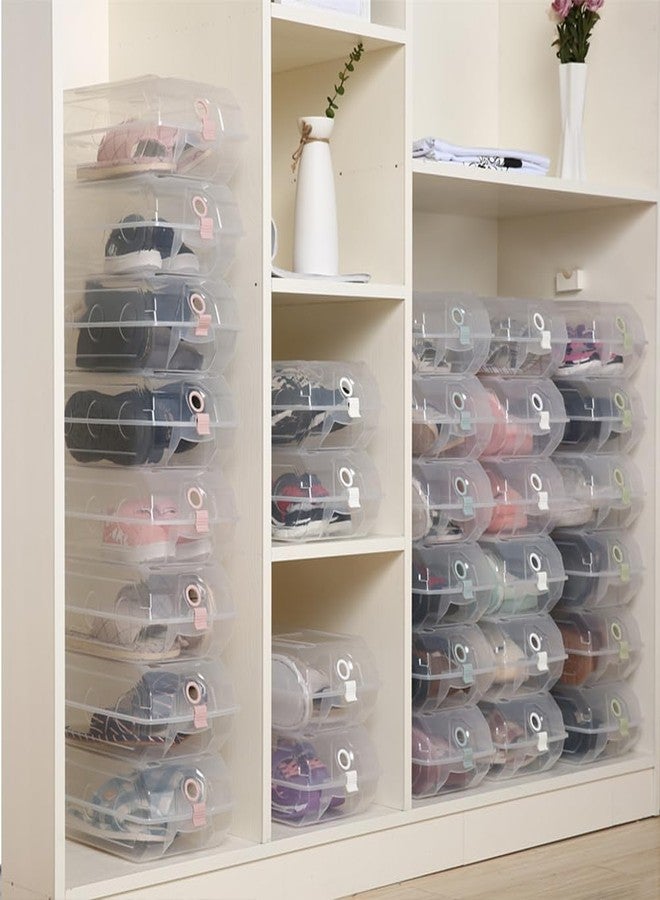 PRETYZOOM Stackable Flip Shoe Box Storage Container with Transparent Lid Thickened Plastic Organizer for Men and Women Sneakers and Boots 14.57 X 8.66 X 5.12 Inches - Image 3