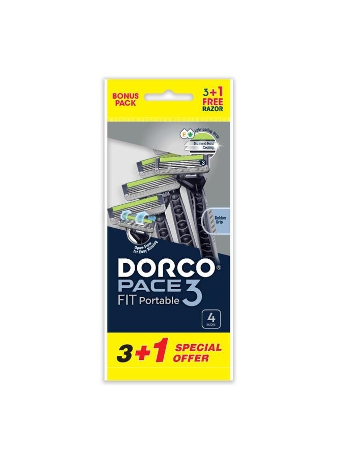 DORCO Pace 3 Fitman 3-Blade Disposable Razor - 3 + 1 Free - Image 1