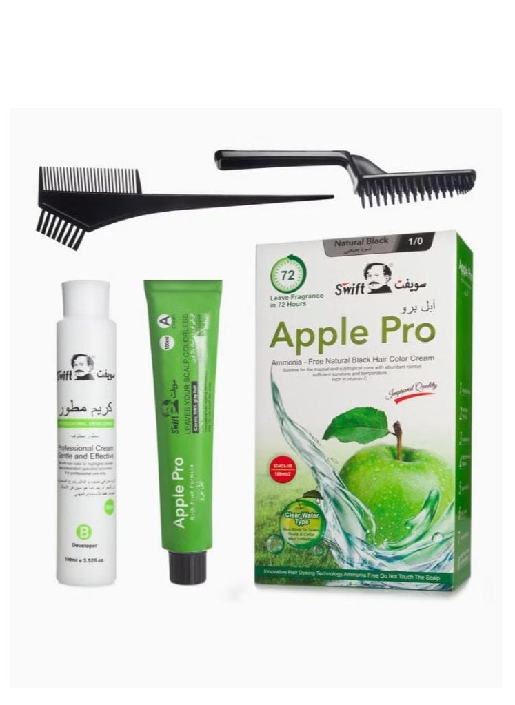 Swift Ammonia Free Natural Black Hair Color Cream 1/0  - Image 1