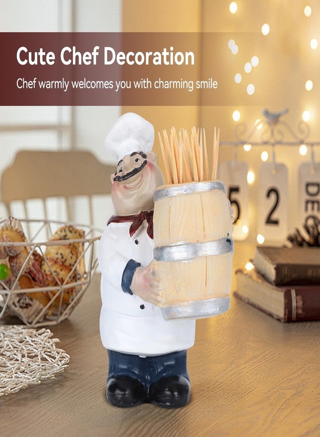 Agatige Chef Figurines Toothpick Holder, Resin Toothpick Dispenser with Italian Chef Statue Italian Restaurant Decorations for Kitchen Counter Restaurant Coffee Shop Decor - Image 3