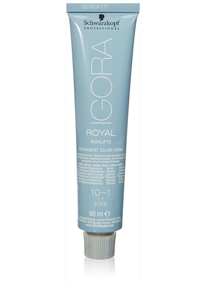 Schwarzkopf Igora Royal Highlifts 10-1 Blonde Platinum Ash Hair Color 60ml - Image 1
