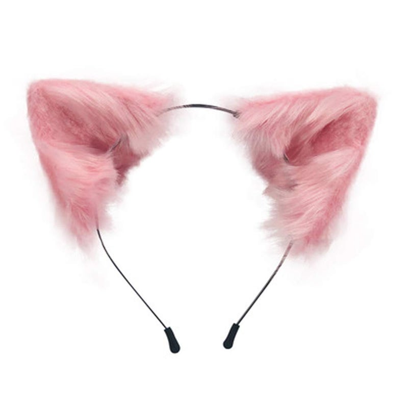 SMILETERNITY Handmade Fox Wolf Cat Ears Headwear Costume Accessories for Halloween Christmas Party Pink - Image 2